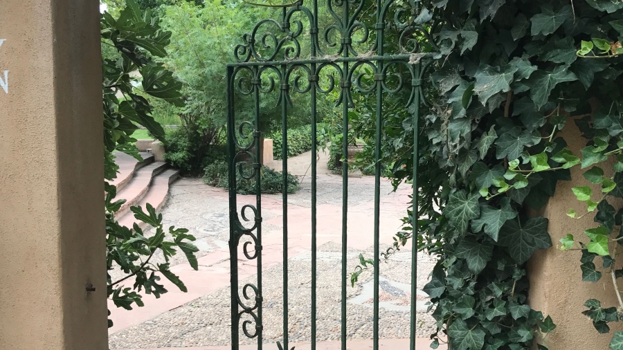 Gate at Los Poblanos gardens in Albuquerque, NM